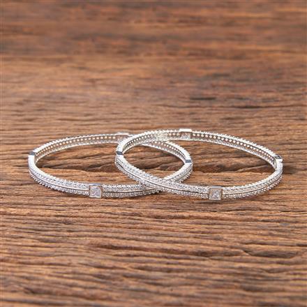 Cz Delicate Bangles With Rhodium Plating