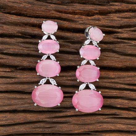 Cz Stone Earring With Rhodium Plating