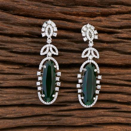 Cz Classic Earring With Rhodium Plating