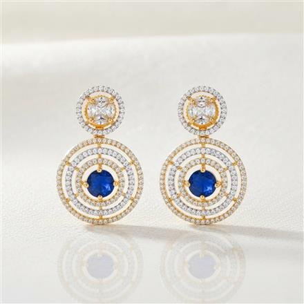 Cz Short Earring With 2 Tone Plating