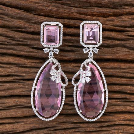 Cz Stone Earring With Rhodium Plating