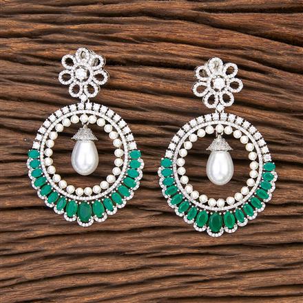Cz Classic Earring With Rhodium Plating