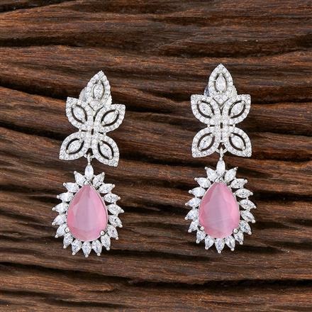 Cz Short Earring With Rhodium Plating