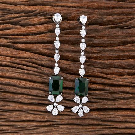 Cz Long Earring With Black Plating