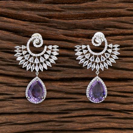 Cz Classic Earring With Rhodium Plating