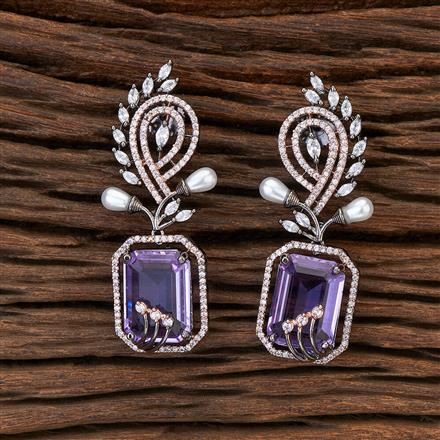 Cz Classic Earring With Black Rose Plating