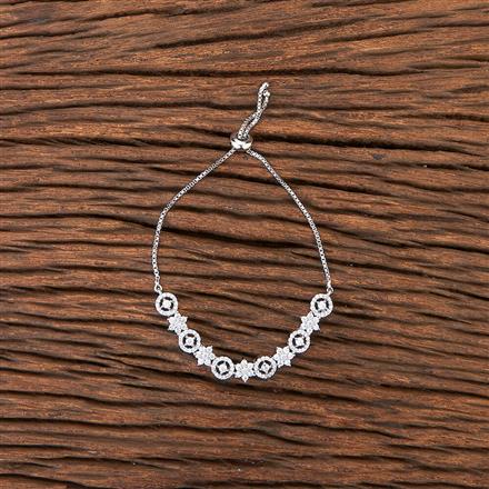 Cz Adjustable Bracelet With Rhodium Plating