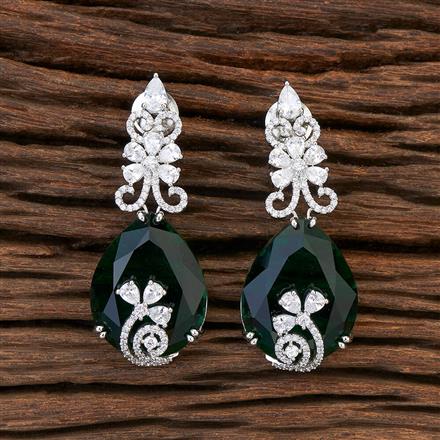 Cz Short Earring With Rhodium Plating