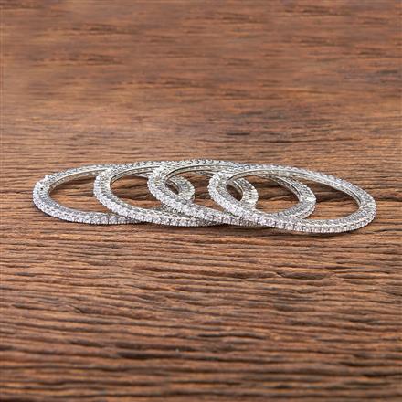 Cz Openable Bangles With Rhodium Plating