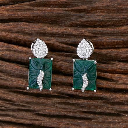 Cz Short Earring With Rhodium Plating