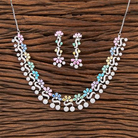 Cz Classic Necklace With Rhodium Plating