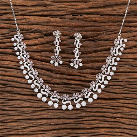 Cz Classic Necklace With Rhodium Plating