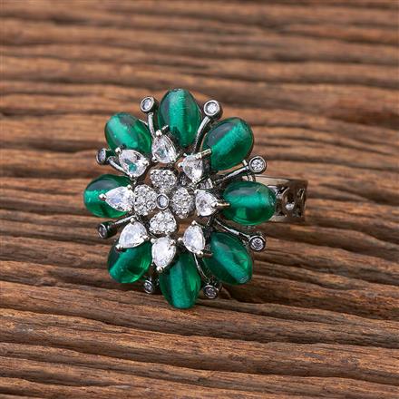 Cz Adjustable Ring With Black Plating