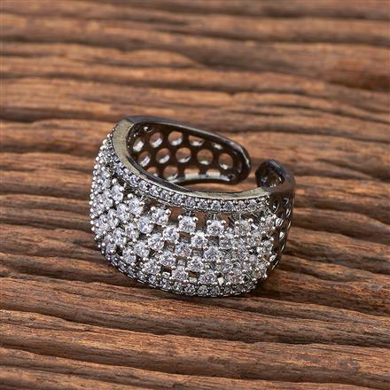 Cz Adjustable Ring With Black Plating