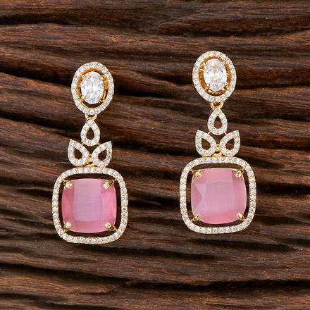 Cz Short Earring With Gold Plating