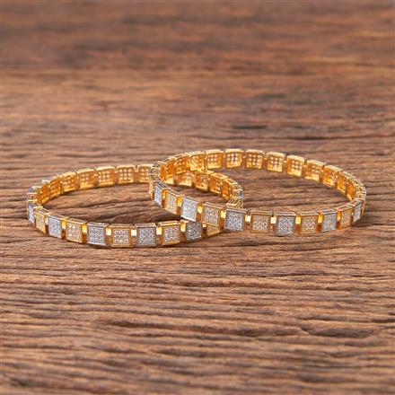 Cz Classic Bangles With 2 Tone Plating