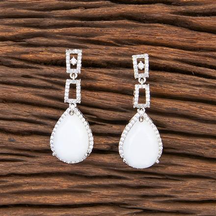 Cz Short Earring With Rhodium Plating