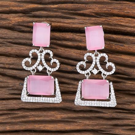 Cubic Zirconia Short Earring With Rhodium Plating