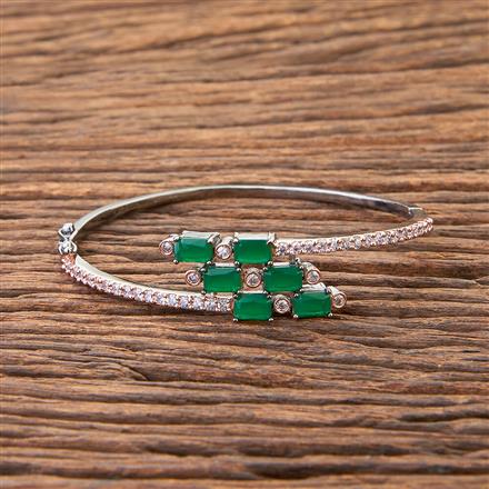 Cubic Zirconia Delicate Kada With Black Rose Plating