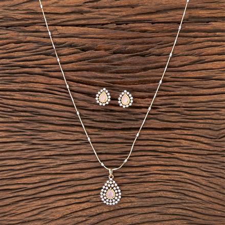 Cubic Zirconia Delicate Pendant Set With 2 Tone Plating