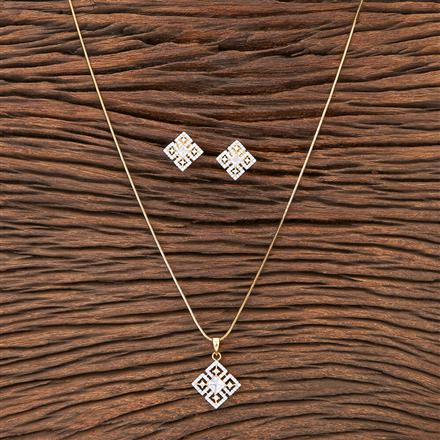 Cubic Zirconia Classic Pendant Set With 2 Tone Plating