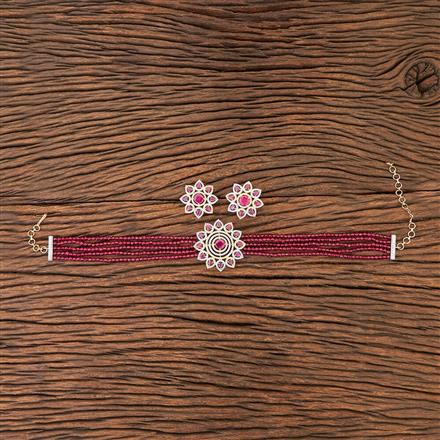 Cubic Zirconia Bandhai Necklace With 2 Tone Plating