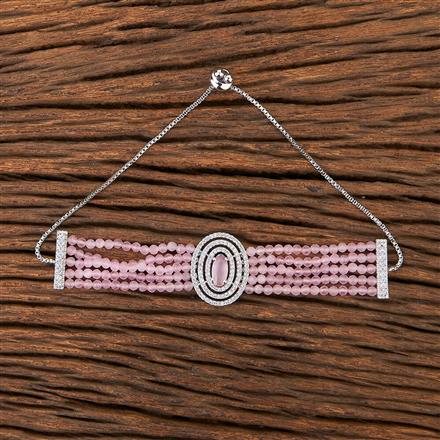 Cubic Zirconia Adjustable Bracelet With Rhodium Plating