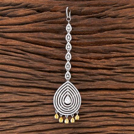 Cubic Zirconia Classic Tikka With Rhodium Plating