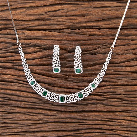 Cubic Zirconia Delicate Necklace With Rhodium Plating