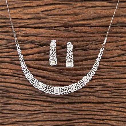 Cubic Zirconia Delicate Necklace With Rhodium Plating