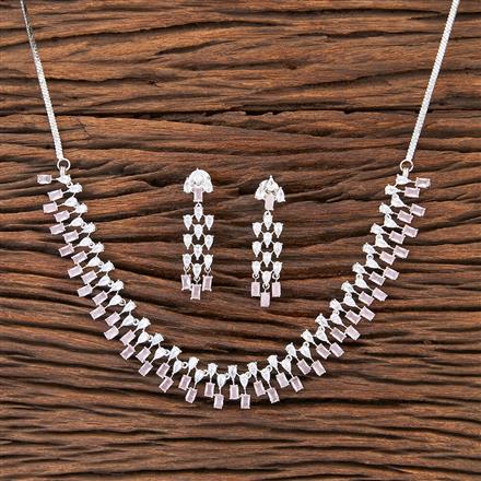 Cubic Zirconia Classic Necklace With Rhodium Plating