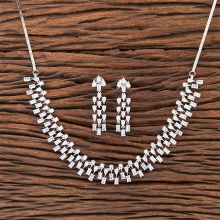 Cubic Zirconia Classic Necklace With Rhodium Plating