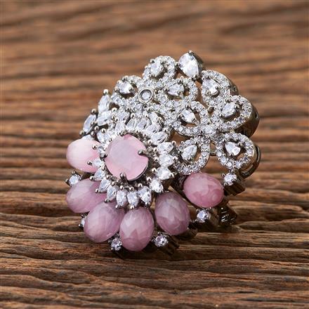 Cubic Zirconia Adjustable Ring With Black Plating