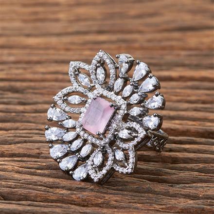 Cubic Zirconia Adjustable Ring With Rhodium Plating