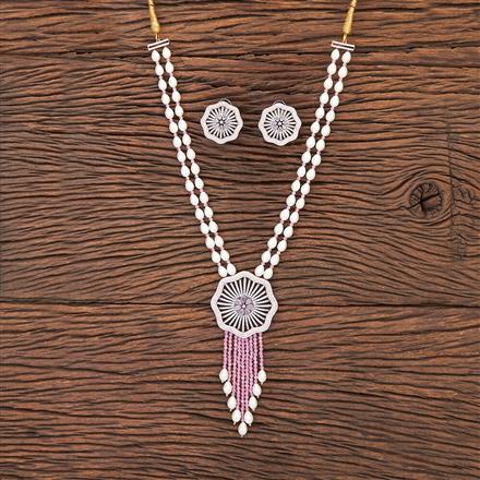 Cubic Zirconia Mala Necklace With Black Plating