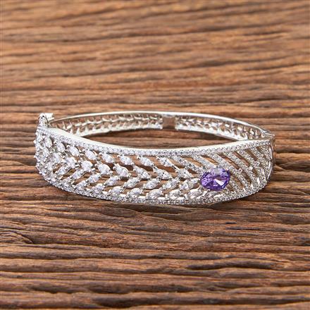 Cubic Zirconia Classic Kada With Rhodium Plating