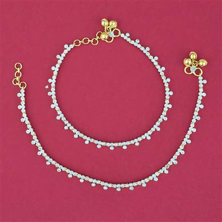 American Diamond Delicate Payal With Rhodium Gold 2 Tone Plating