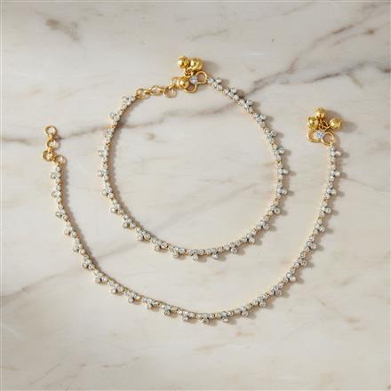 American Diamond Delicate Payal With Rhodium Gold 2 Tone Plating