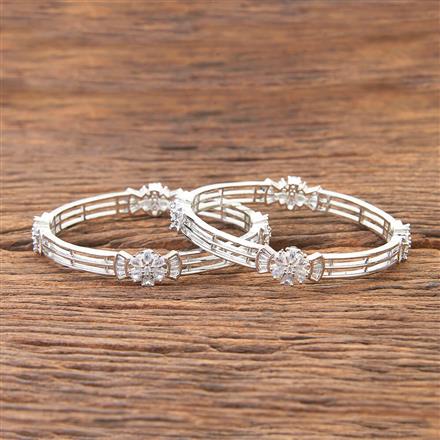 Cubic Zirconia Classic Bangles With Rhodium Plating