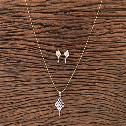 Cubic Zirconia Delicate Pendant Set With 2 Tone Plating