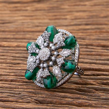 Cubic Zirconia Adjustable Ring With Black Plating