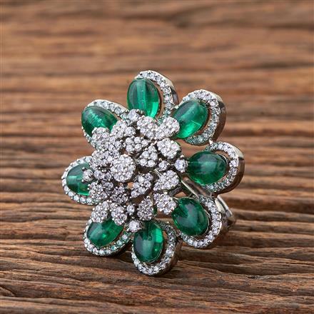 Cubic Zirconia Adjustable Ring With Black Plating