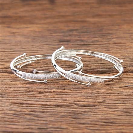 Cubic Zirconia Delicate Bangles With Rhodium Plating
