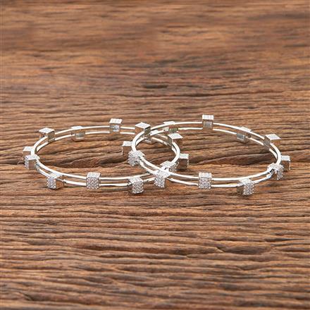 Cubic Zirconia Classic Bangles With Rhodium Plating