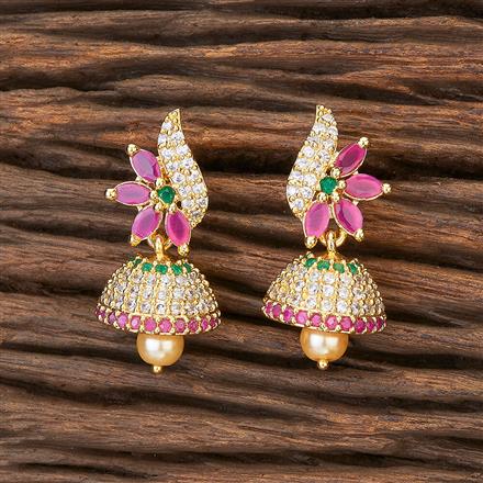 Cubic Zirconia Delicate Jhumki With Gold Plating