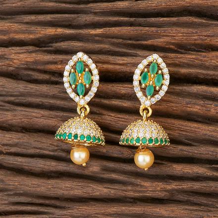 Cubic Zirconia Delicate Jhumki With Gold Plating
