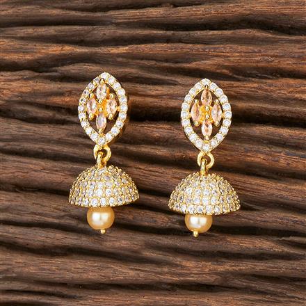 Cubic Zirconia Delicate Jhumki With Gold Plating