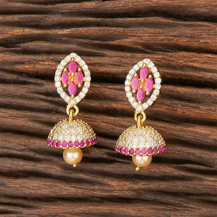 Cubic Zirconia Delicate Jhumki With Gold Plating