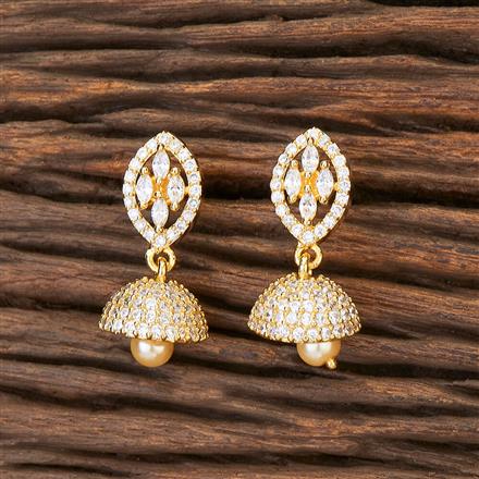 Cubic Zirconia Delicate Jhumki With Gold Plating