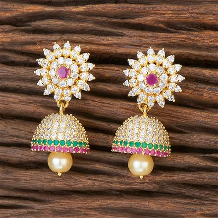 Cubic Zirconia Delicate Jhumki With Gold Plating